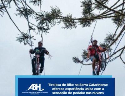 Tirolesa de Bike na Serra Catarinense oferece experiência única com a sensação de pedalar nas nuvens