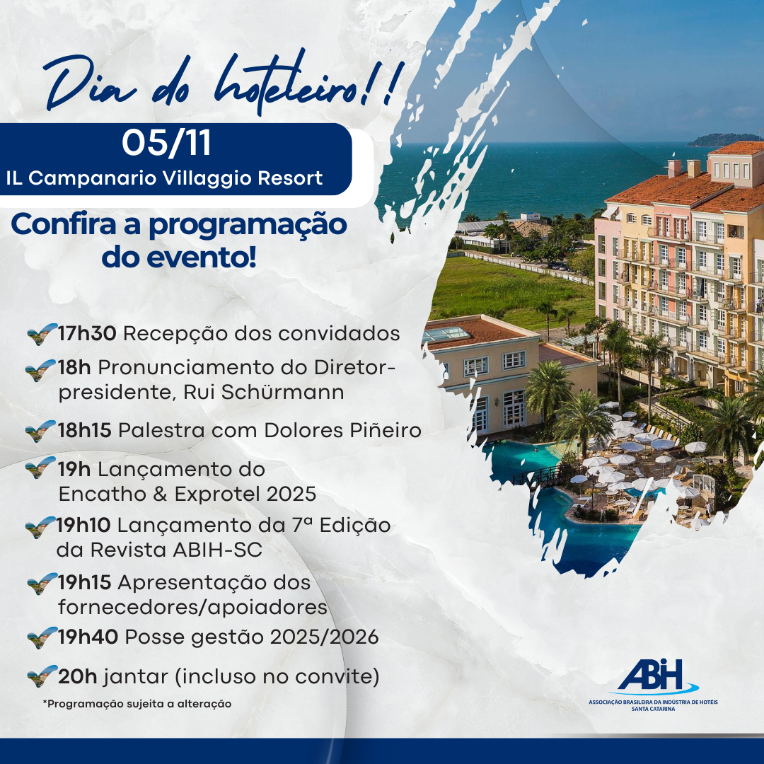 Dia do hoteleiro programação ABIH-SC