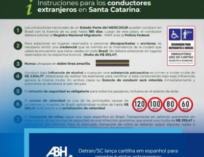 DetranSC lança cartilha em espanhol para orientar turistas estrangeiros