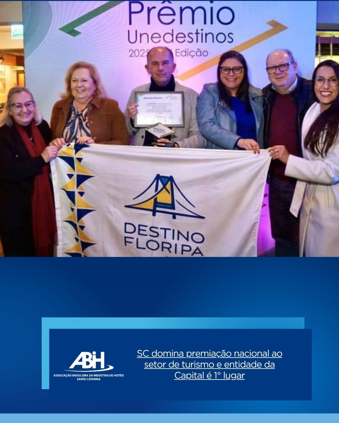 SC domina premiação nacional ao setor de turismo e entidade da Capital é 1° lugar