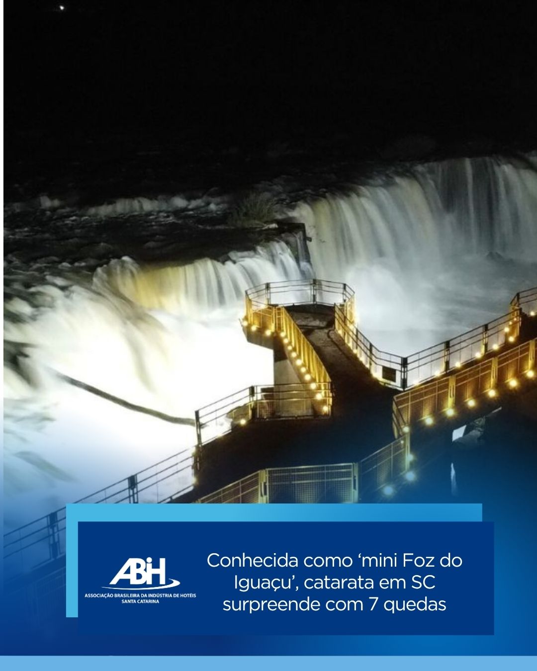 Conhecida como ‘mini Foz do Iguaçu’, catarata em SC surpreende com 7 quedas