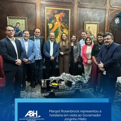 Margot Rosenbrock representou a hotelaria em visita ao Governador Jorginho Mello