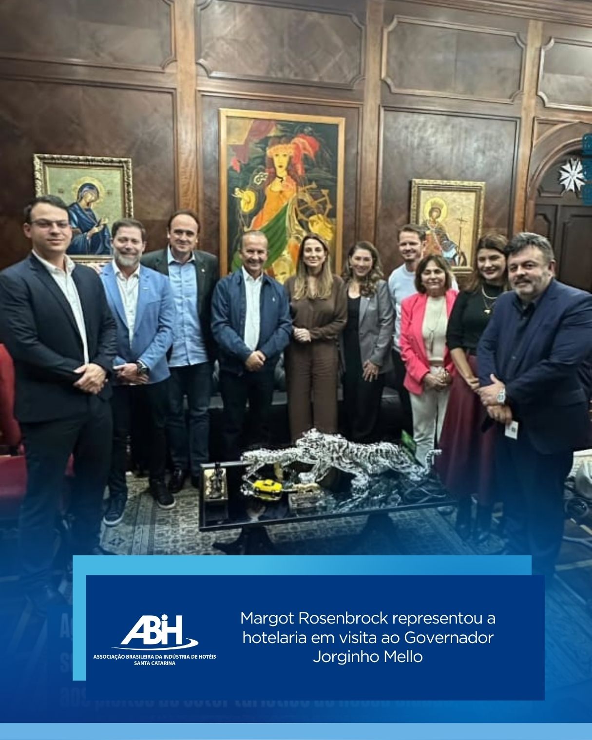 Margot Rosenbrock representou a hotelaria em visita ao Governador Jorginho Mello