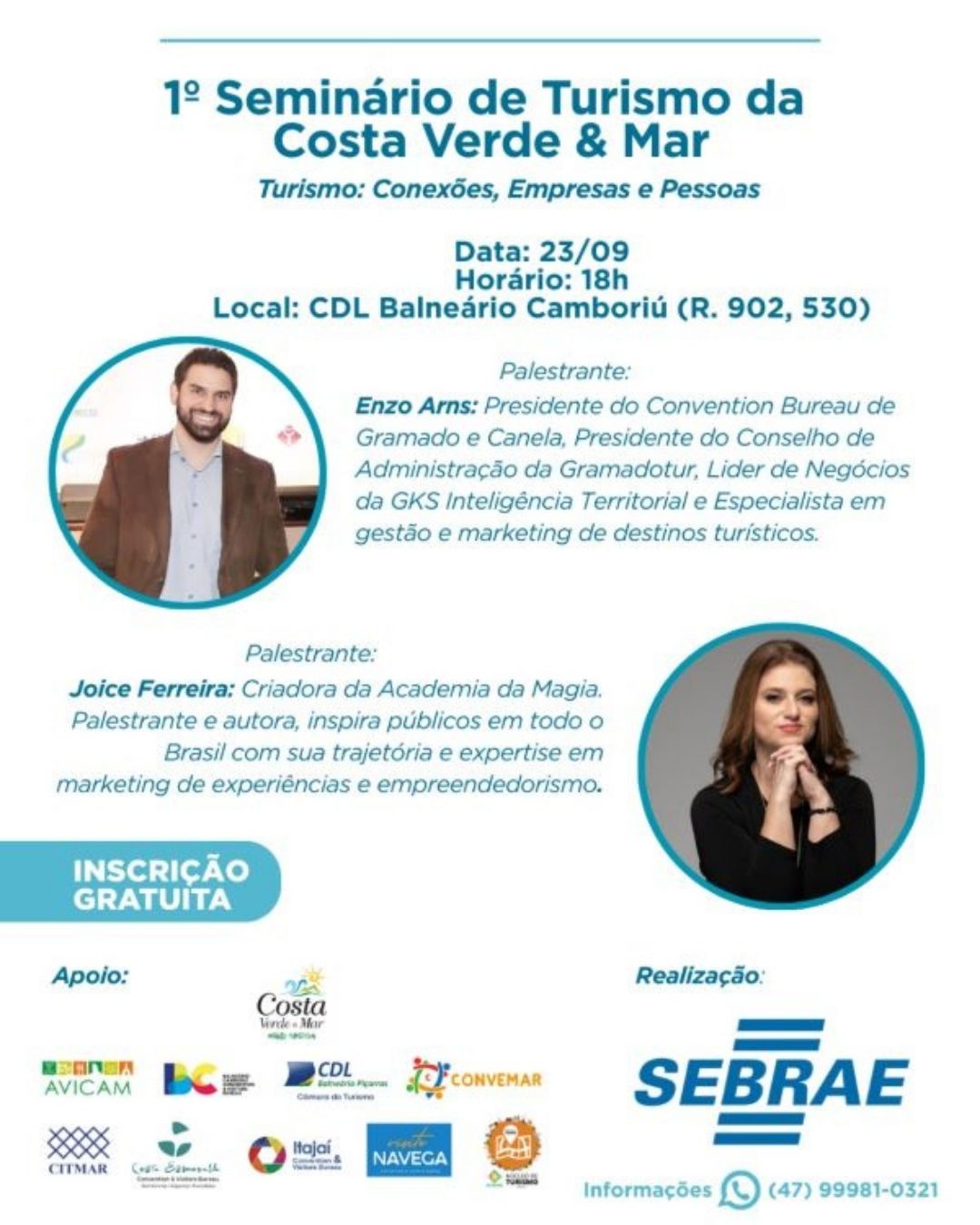 SebraeSC promove 1º Seminário de Turismo da Costa Verde & Mar em Balneário Camboriú