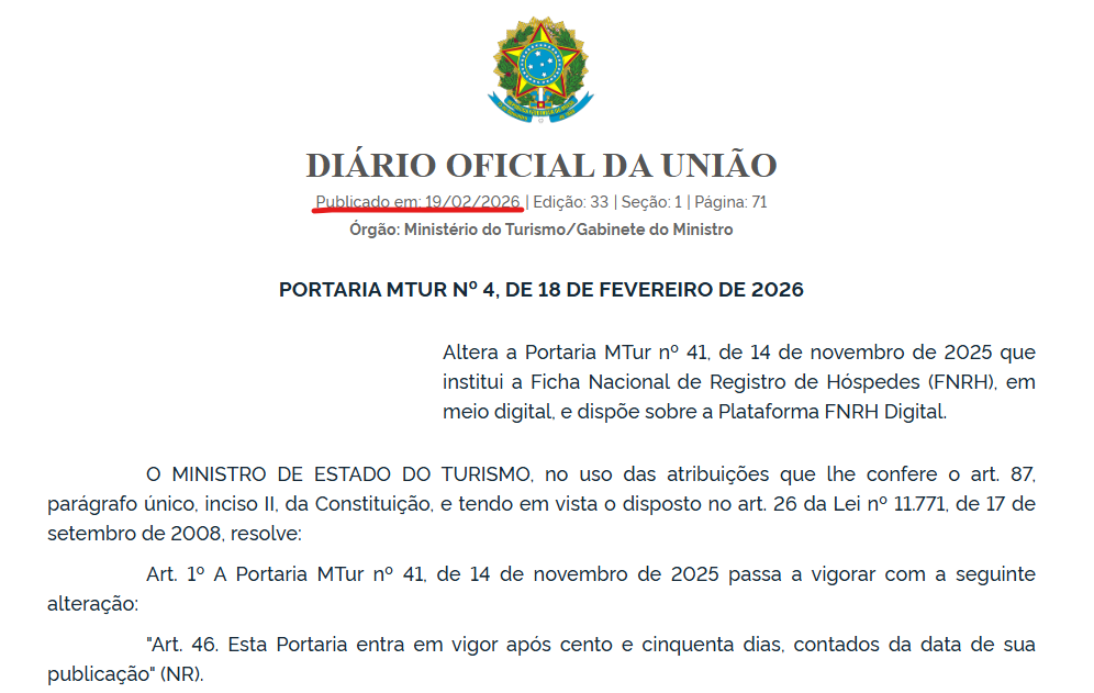 DOU dá 150 dias para FNRH Nacional digital
